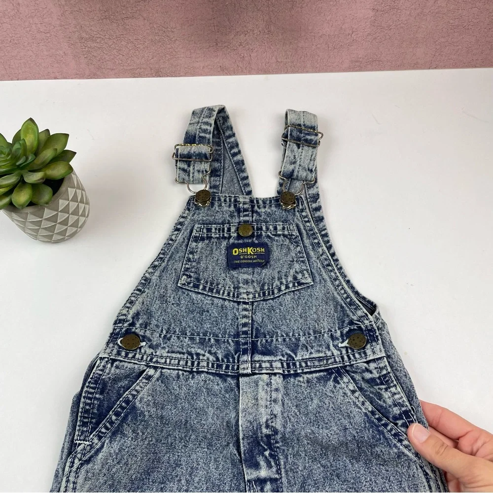 OshKosh B'gosh Vestbak Blue Gray Denim Overalls Child Size 3T Made In USA